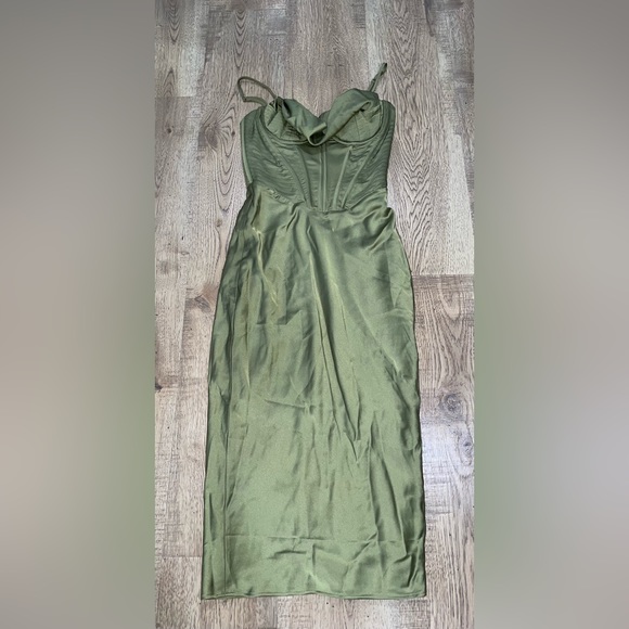 House of CB Myrna Olive Corset Slip Dress - Picture 10 of 11